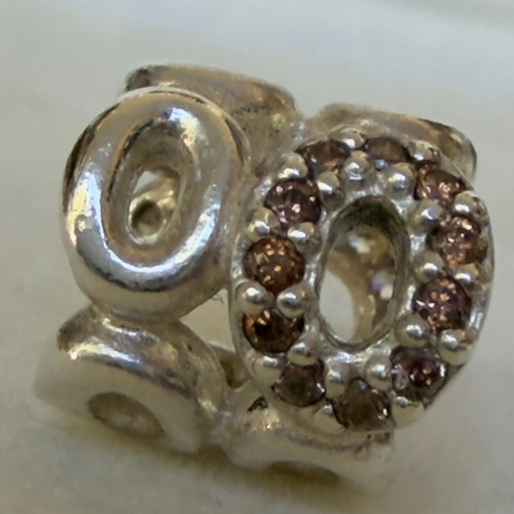 Pandora Sterling Silver 925 & Smoked CZ Circle Of Friends Charm
